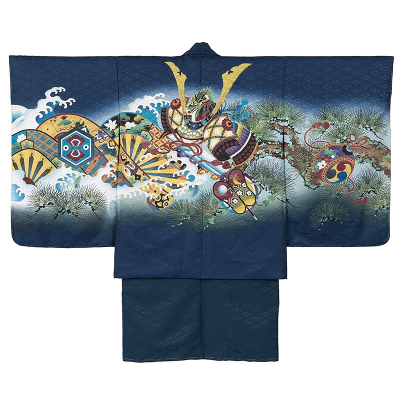 男の子着物羽織 黒 歌舞伎 肩上げ済 3-5才