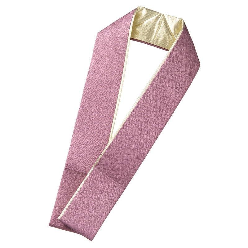 二重重ね衿 正絹 牡丹色/金