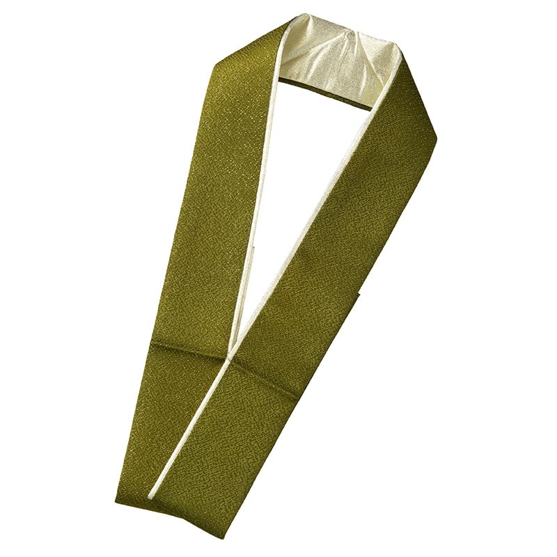 二重重ね衿 正絹 抹茶/金