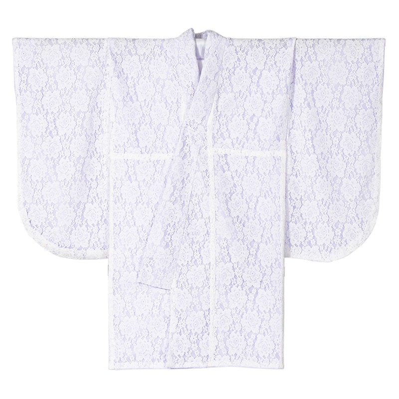 二尺袖着物 交織 ショート丈 総レース 藤色 裄180 中国製