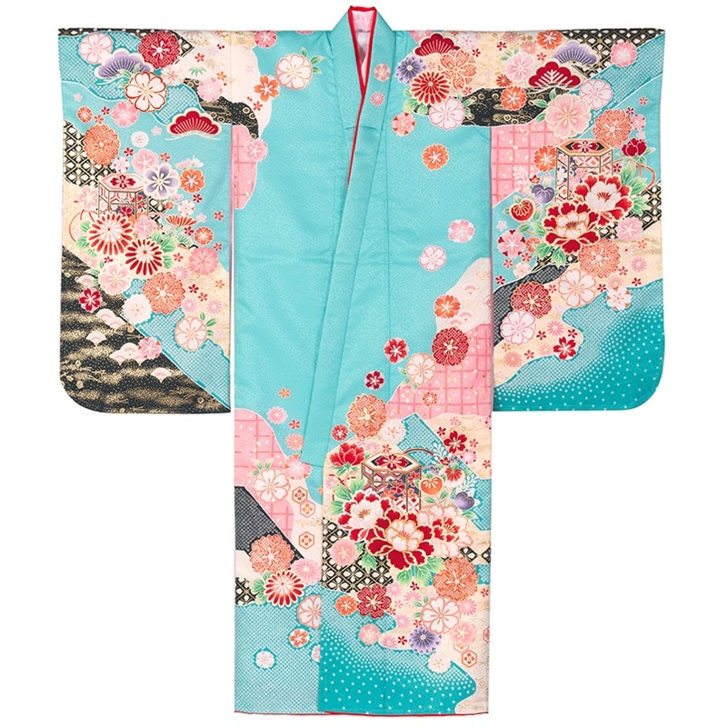 女の子 着物と羽織 7才⭐青紫系 紙風船 染小紋 2397 女の子 着物と羽織 7才⭐青紫系 紙風船 染小紋 2397