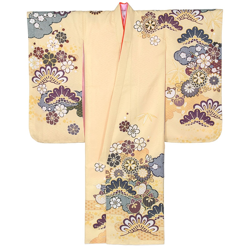 5k775 振袖　正絹　袷　子供用　金駒刺繍　紫　赤　金色　緑　花柄　和装　着物 楽天市場】【新古品】 訪問着 着物 正絹 袷 フォーマル 金駒刺繍