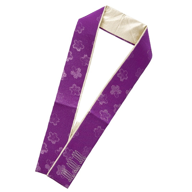 二重重ね衿 正絹 紫/金