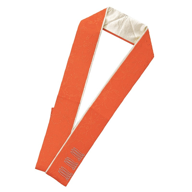 二重重ね衿 正絹 オレンジ/金