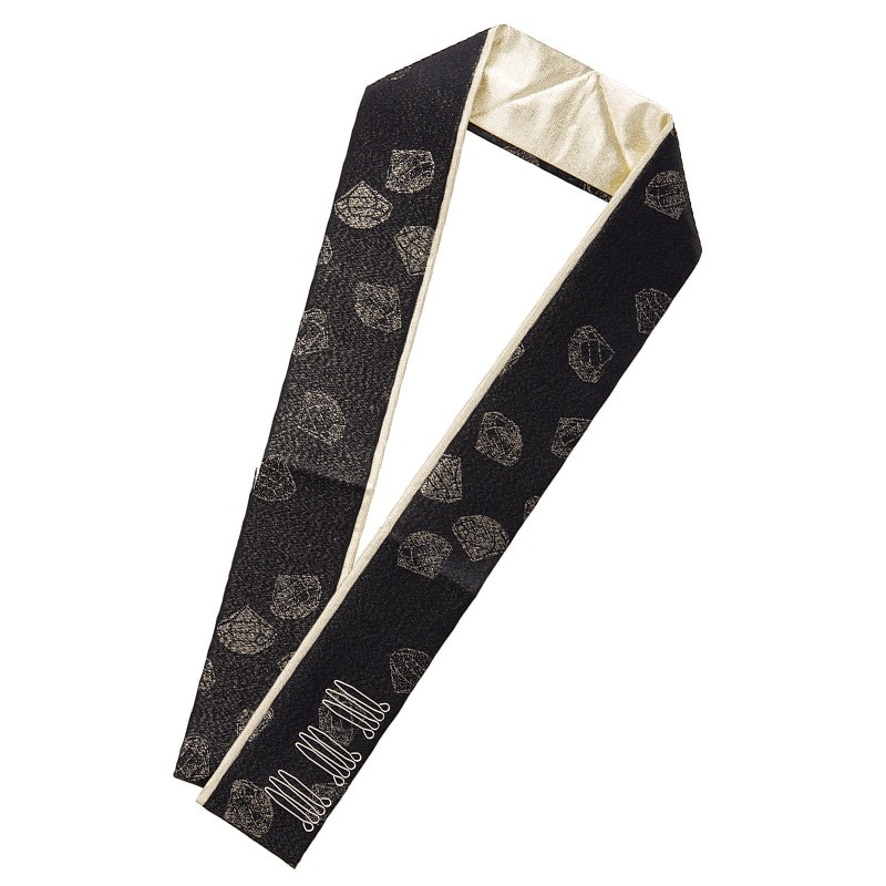 二重重ね衿 正絹 黒/金