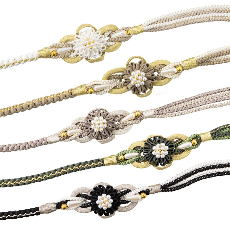 帯〆 ポリ 四本バラ 花飾り L寸 中国製