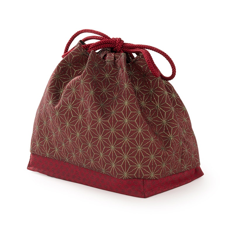 巾着 ポリ エンジ 麻の葉 底ワイン