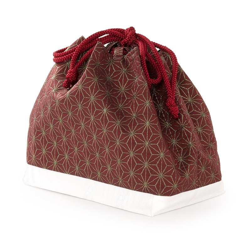 巾着 ポリ エンジ 麻の葉 底白