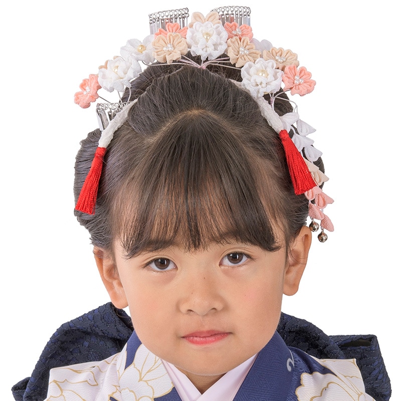 勝山セット 白/ピンク ちりめん小花