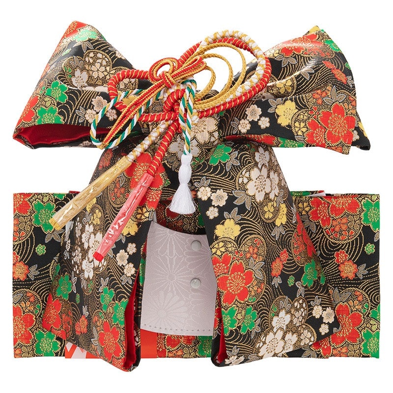 女の子結び帯 黒 桜波