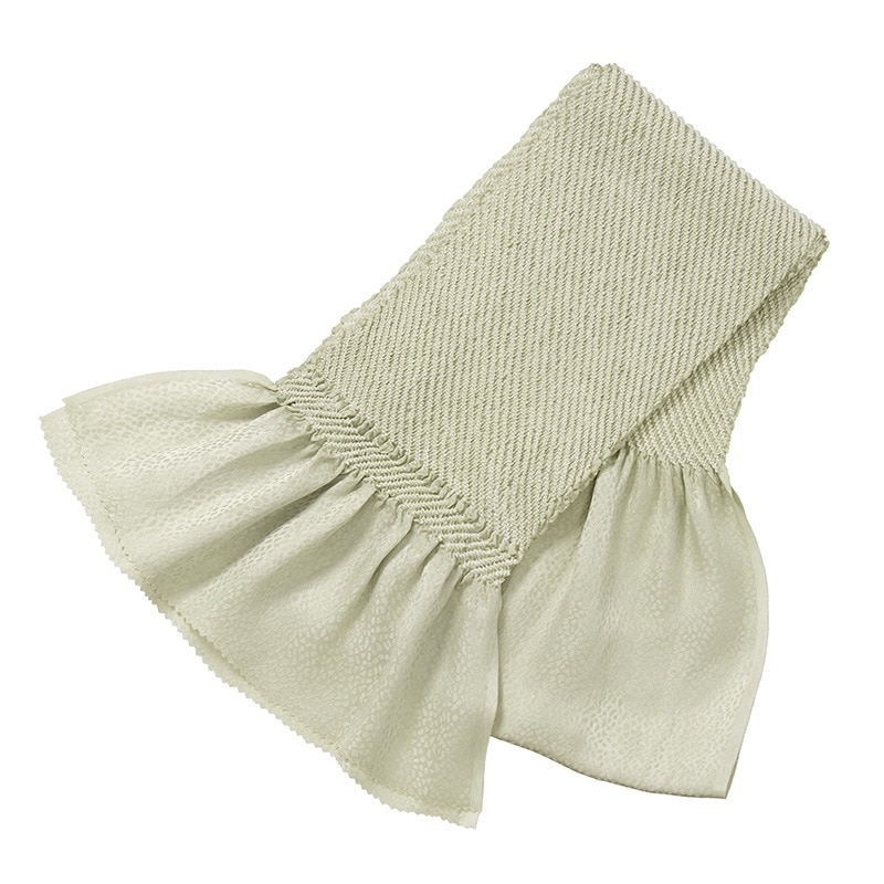 帯揚 正絹 中抜絞り 薄抹茶