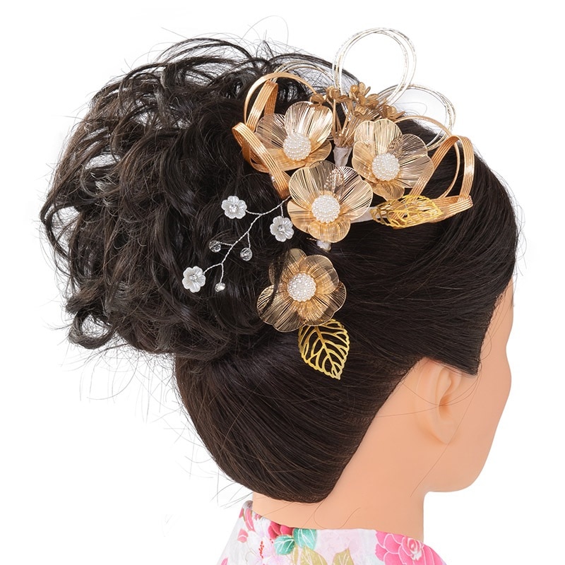 髪飾りセット ゴールドフラワー