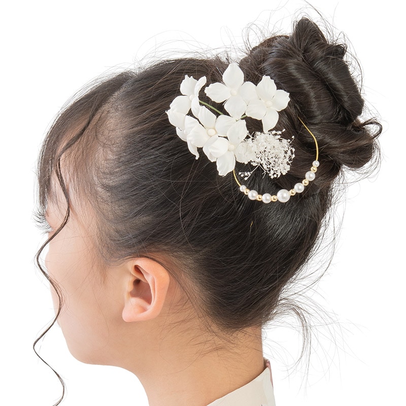 髪飾りセット 白 小花 パール