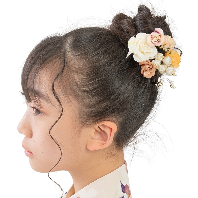 髪飾りセット 白 ミニバラ 7本組