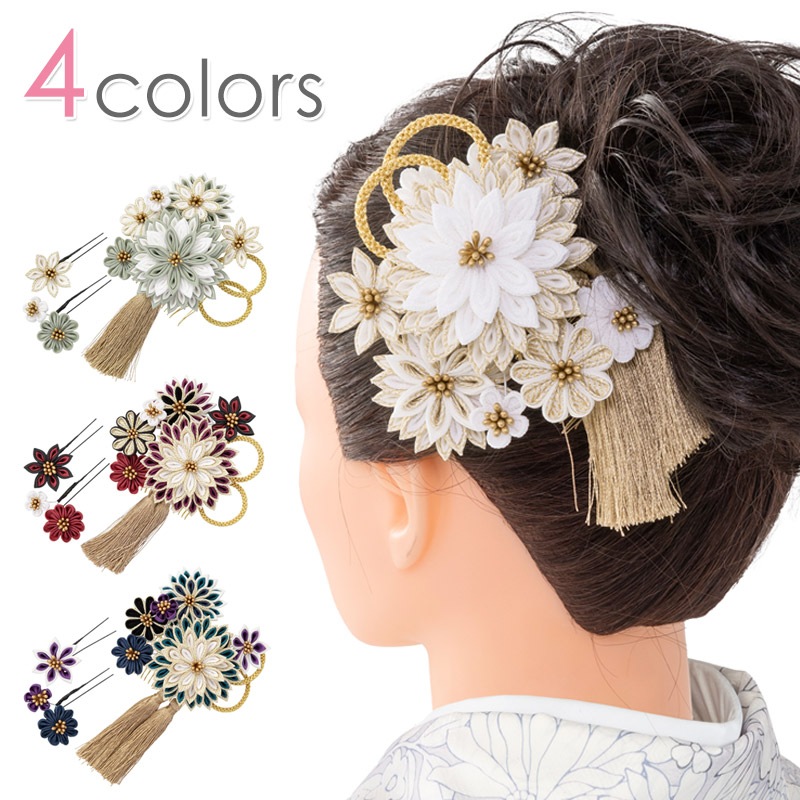 髪飾り  イメージ画像 ディップアート 髪飾り 成人式 卒業式 結婚式 白 黒 ゴールド シルバー