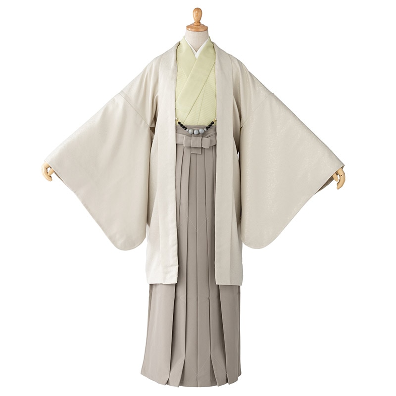 ジュニア男の子羽織袴セット ベージュ・黄緑 13才 85cm 中国製