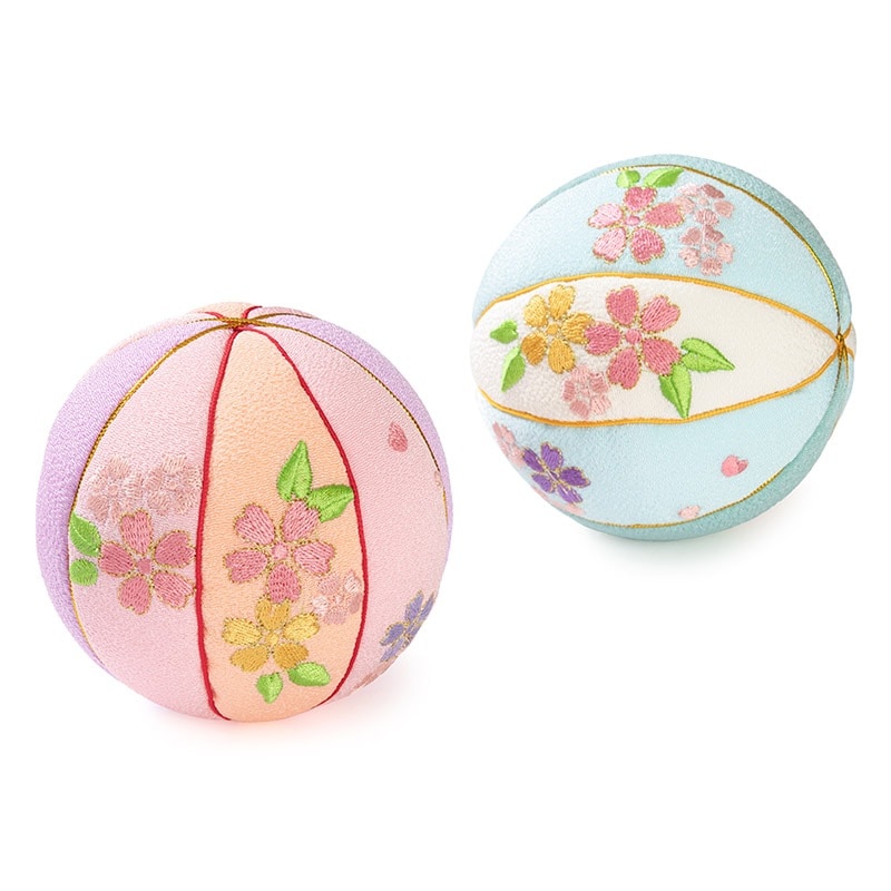 和ボール ちりめん 桜 薄ピンク・水色 2個セット 中国製 | 撮影小物 
