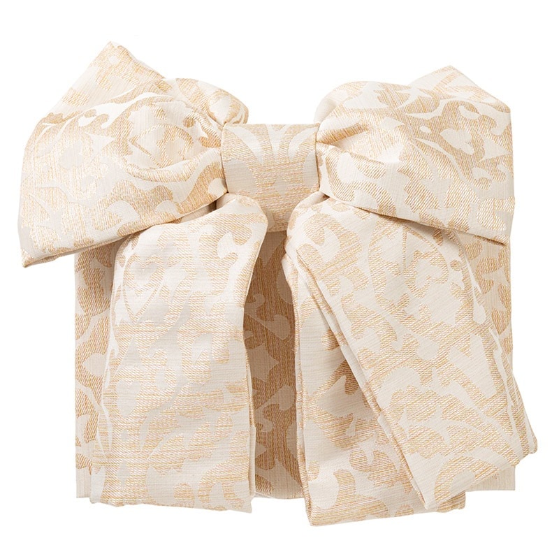 女の子結び帯 ベージュ ダマスク調