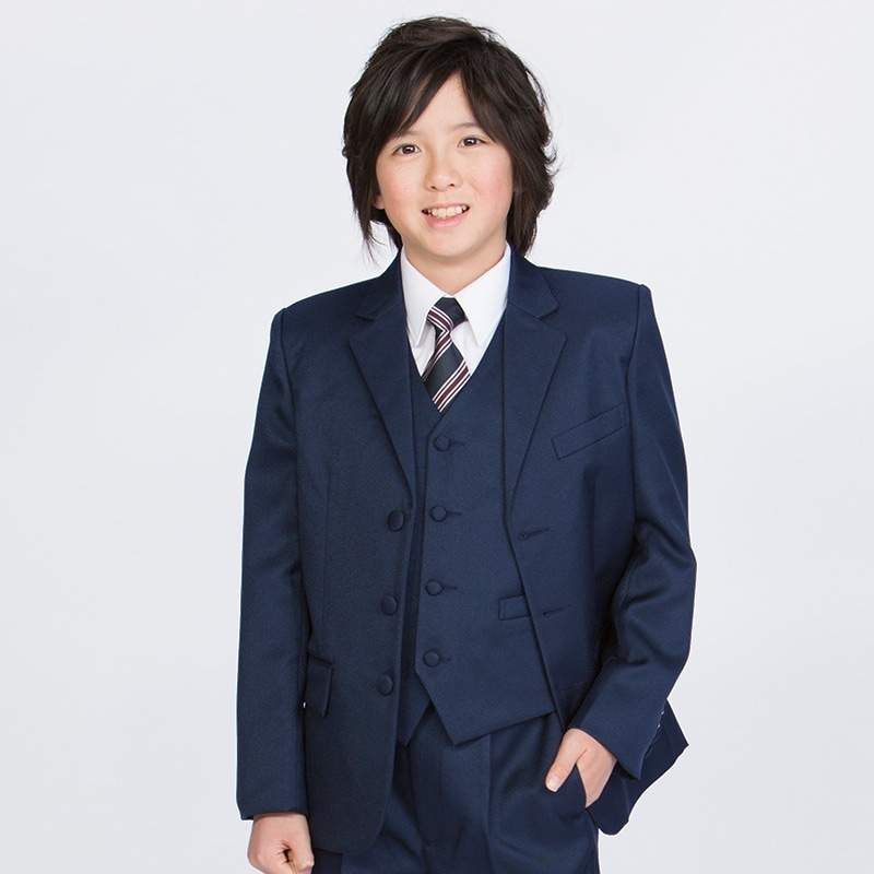 ジュニア 男の子礼服 三つボタンスーツ 紺 中国製