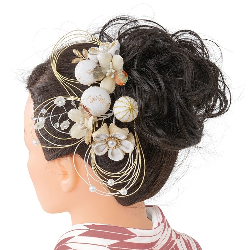 髪飾りセット 白 鞠に水引 | 髪飾り,大きめ髪飾り | 衣裳・和装小物の