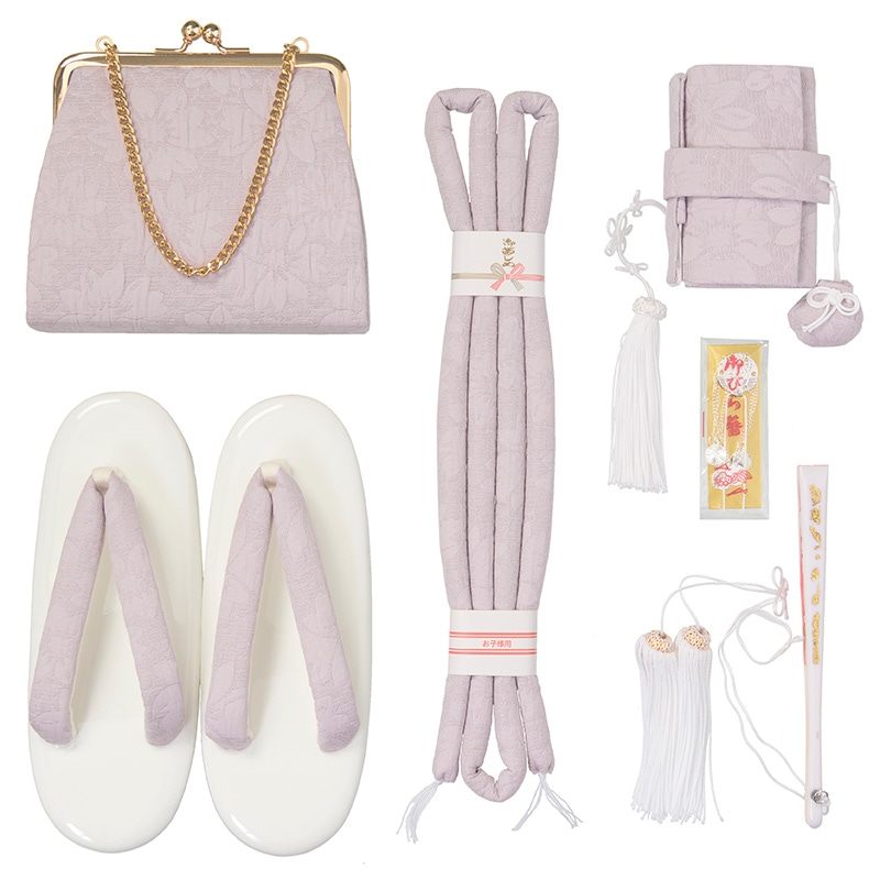 女の子箱迫セット 薄紫 ガーベラ 草履21cm（7才向）