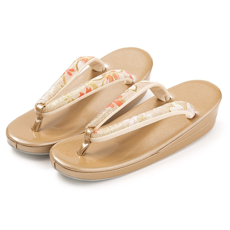 草履単品 金/白金 佐賀錦 大桜 中国製