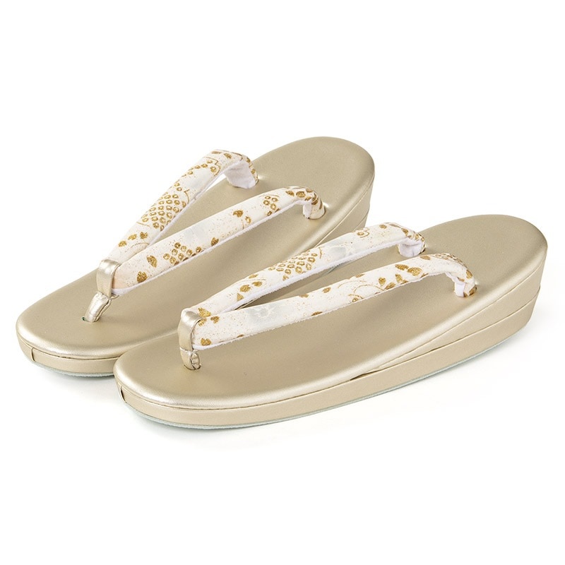 草履単品 金/アイボリー 桜流水 中国製