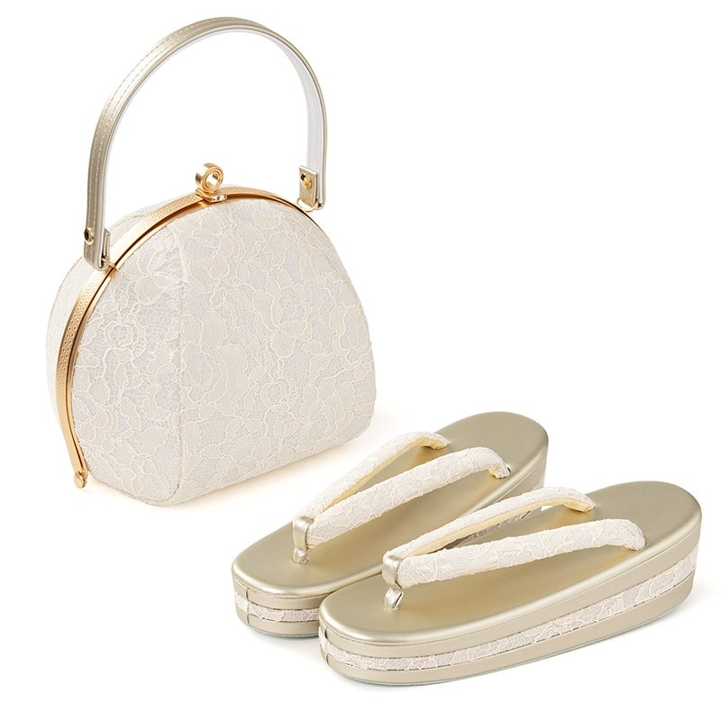 草履バッグセット アイボリー レース 厚底 中国製 | 大人和装,婦人和装