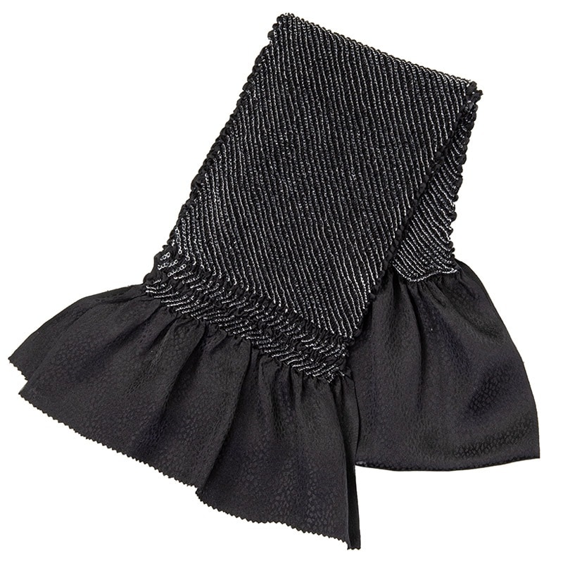 帯揚 正絹 中抜絞り 黒