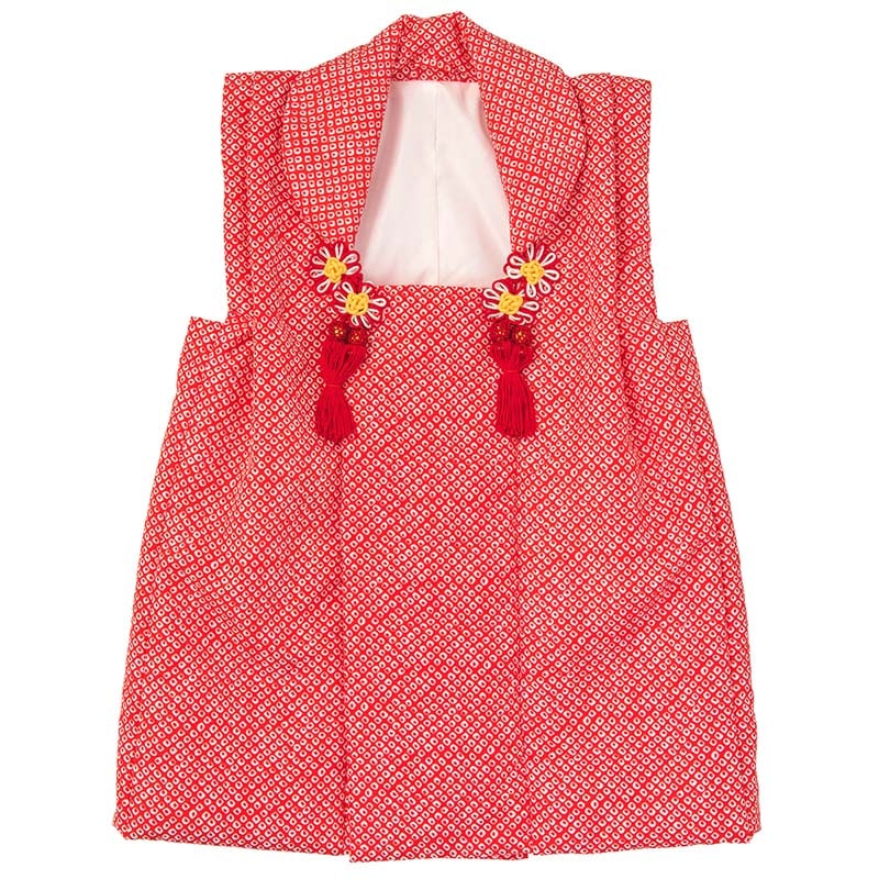 女の子被布コート ポリ 赤疋田 中国製