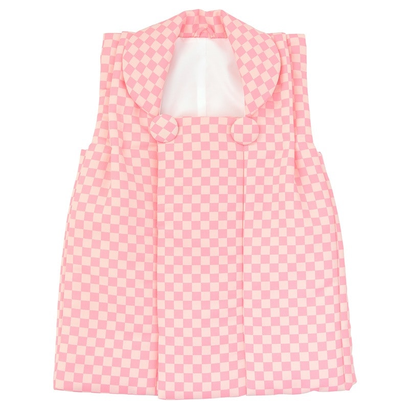 女の子被布コート ポリ ピンク市松 3才 中国製