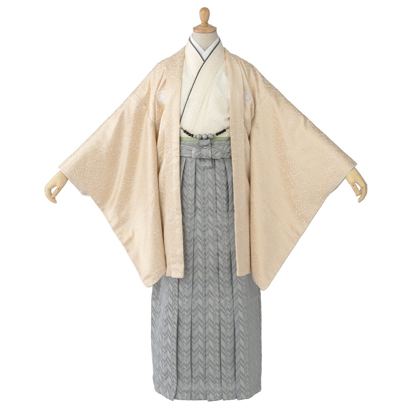 ジュニア男の子羽織袴セット ポリエステル 薄黄・オフ白 中国製