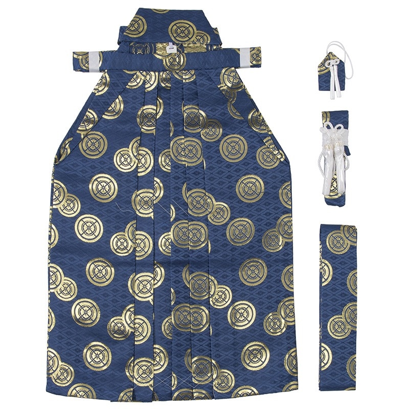 男の子袴セット ポリ 紺 金丸紋 中国製