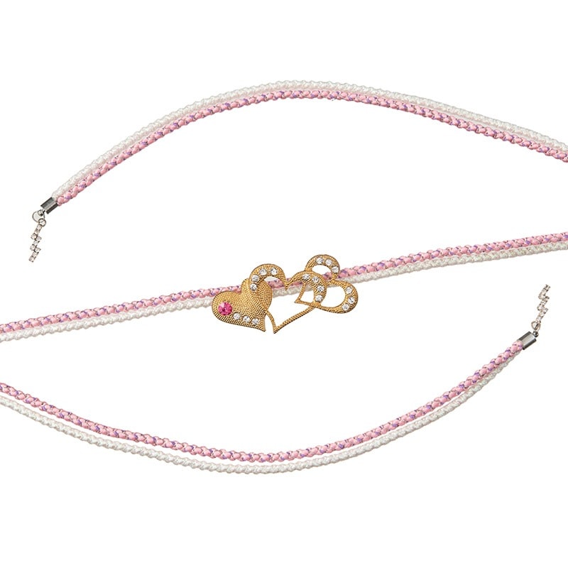 帯飾り紐 ポリ ピンク 金スリーハート 120cm 中国製