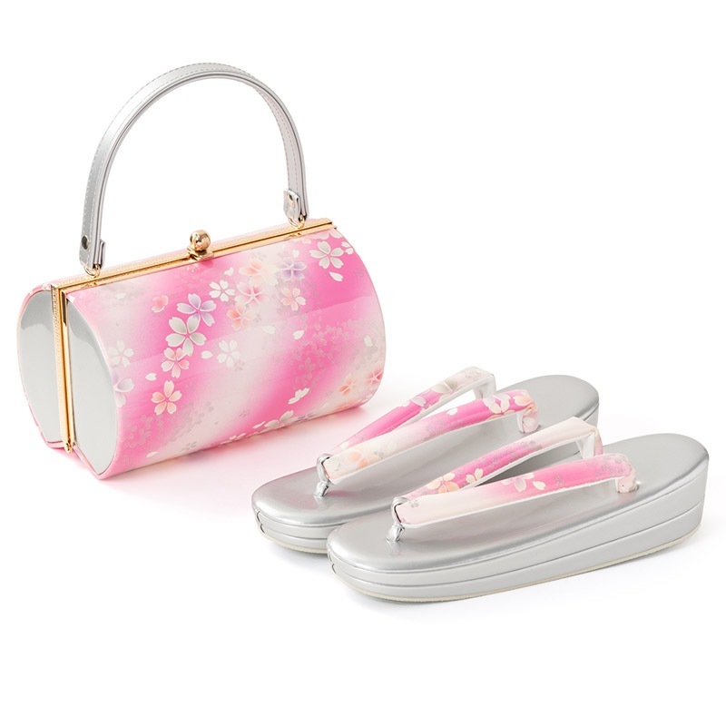 バッグ 草履 セット 岩佐謹製 振袖用 宝結び 西陣帯地 M/L寸 あすかや [商品番号zb2103-2104] バッグ 草履 セット 岩佐謹製 振袖用 宝結び 西陣帯地 L寸