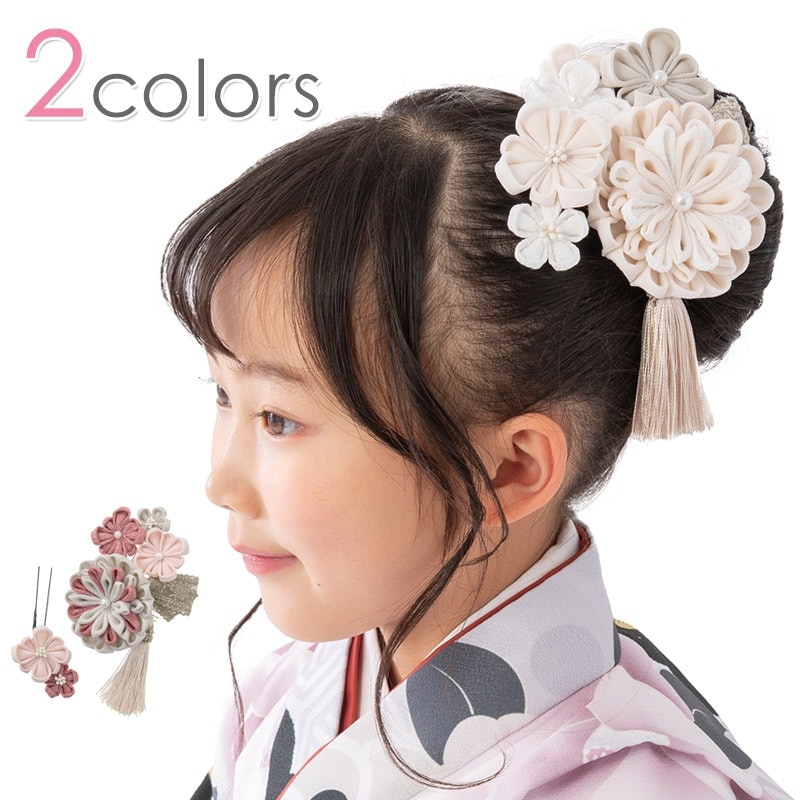 髪飾り ちりめん花 レースタッセル