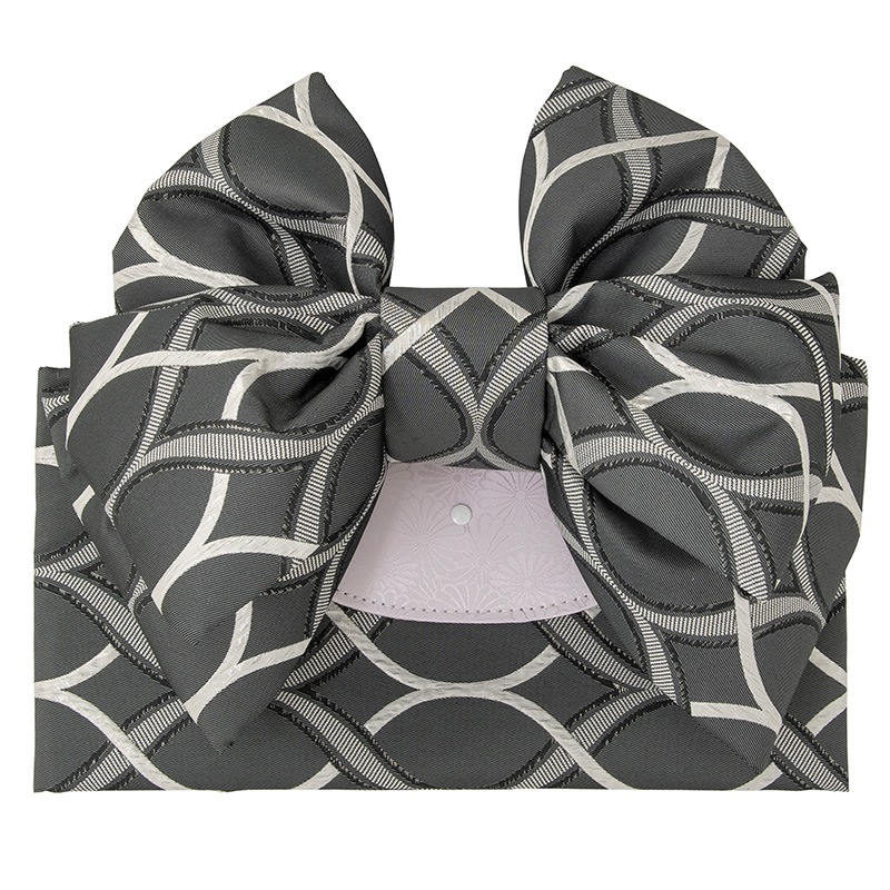 女の子結び帯 グレー 立涌風 大（7才向）