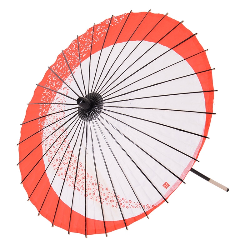 紙傘 赤 月奴桜流し 難物 直径64×65cm 持ち手一体 中国製