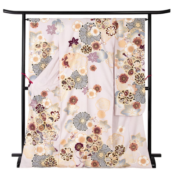 振袖 正絹 薄紫 四季の華 裄180 袖丈285 中国製