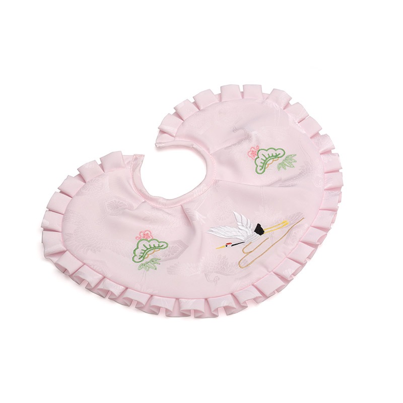 よだれかけ ポリ ピンク 刺繍 鶴 ワイヤー型 難物 中国製