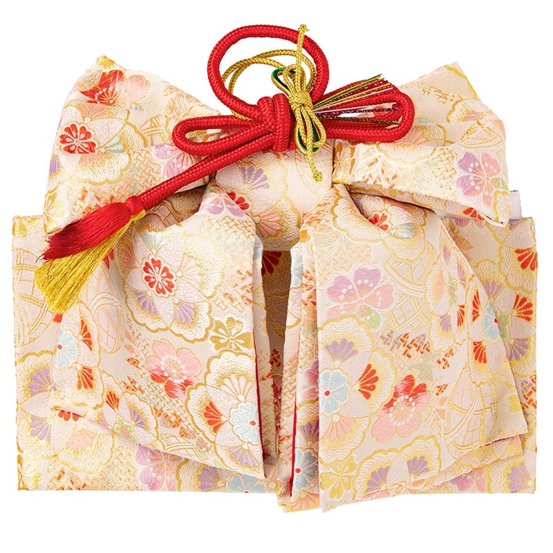 女の子結び帯 白金 桜満開 大（7才向）