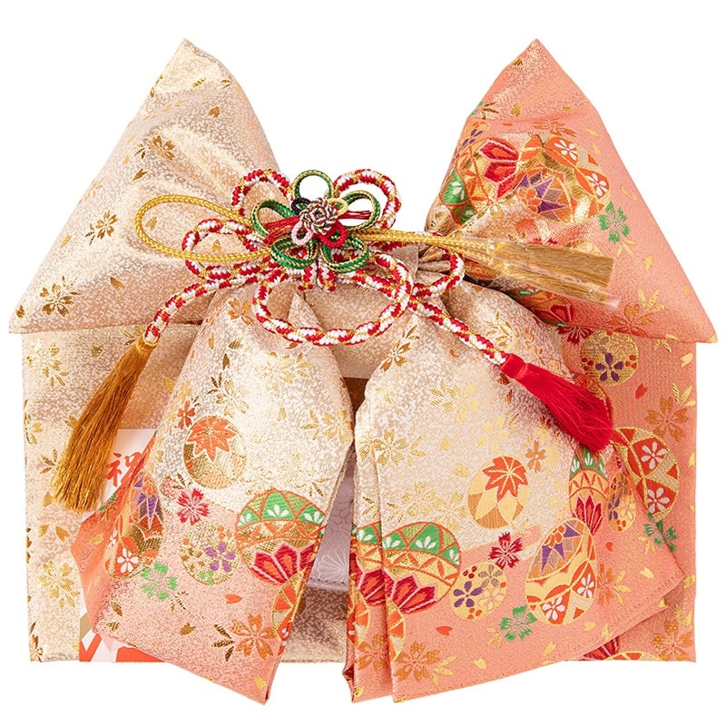 女の子結び帯 金 手鞠に小桜