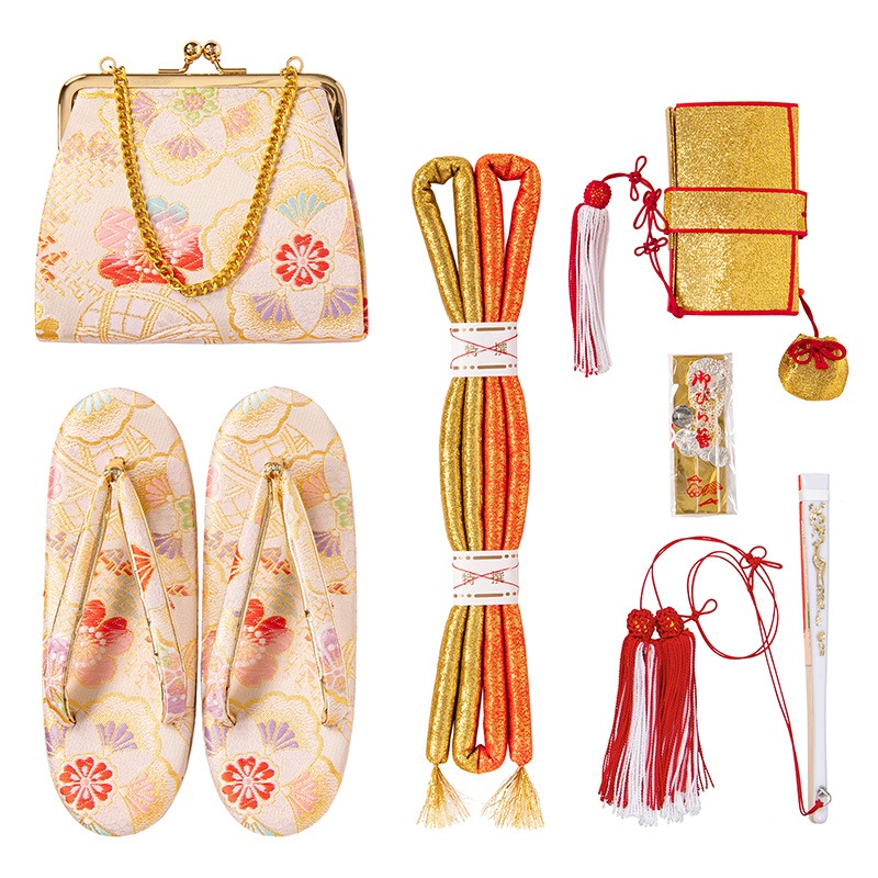 女の子箱迫セット 白金 桜満開 草履21cm（7才向）