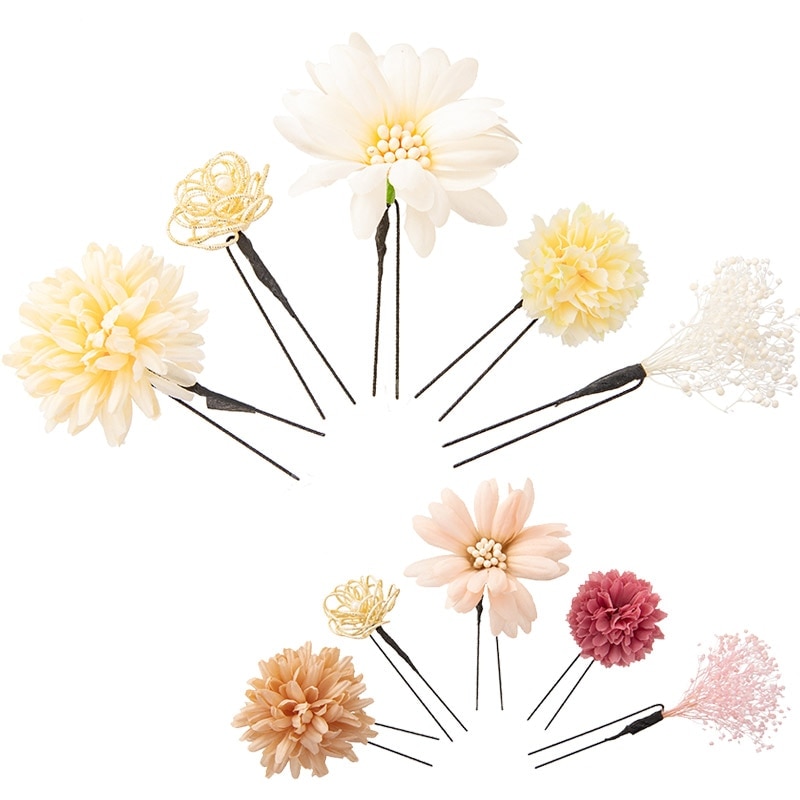 髪飾り マーガレットに小花 5本組