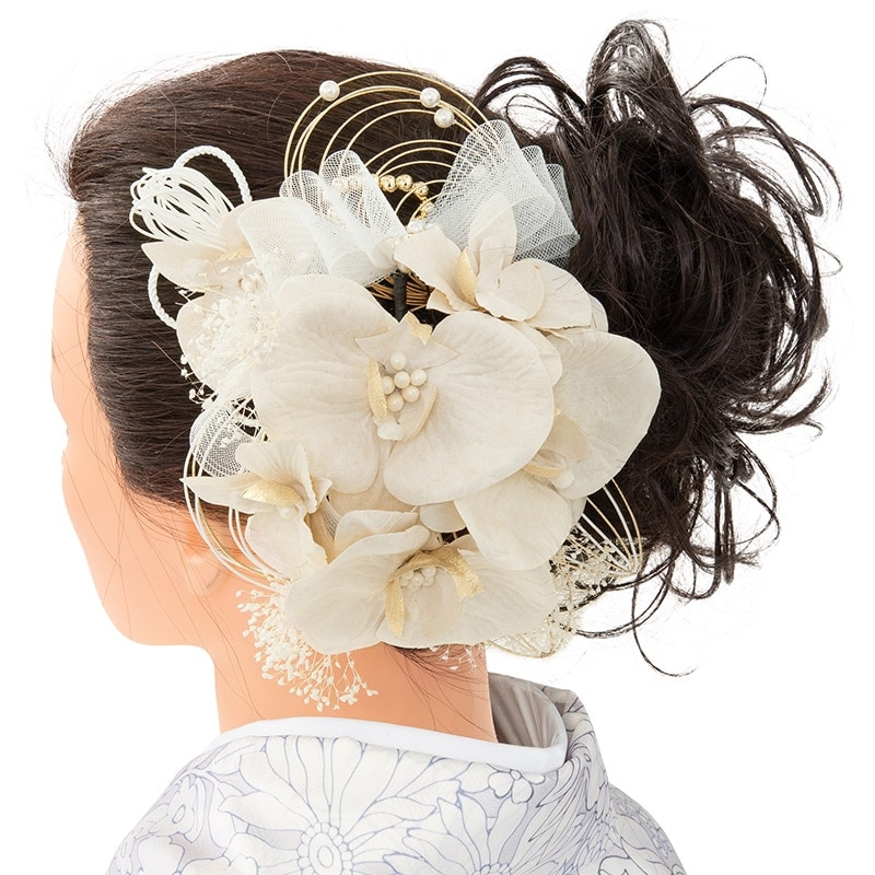 髪飾り オフ白 胡蝶蘭 5点セット