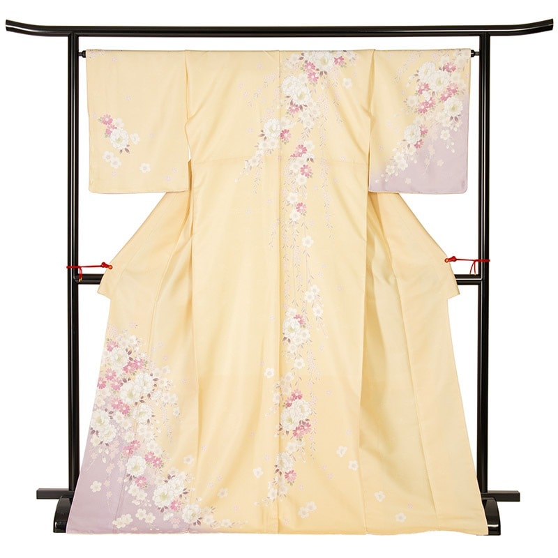 附下 ポリ クリーム 枝垂桜に小菊 裄180