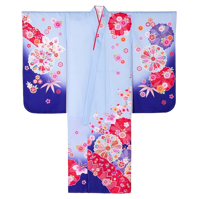 女の子七才着物 ポリ 絵羽 スミレ H 中国製