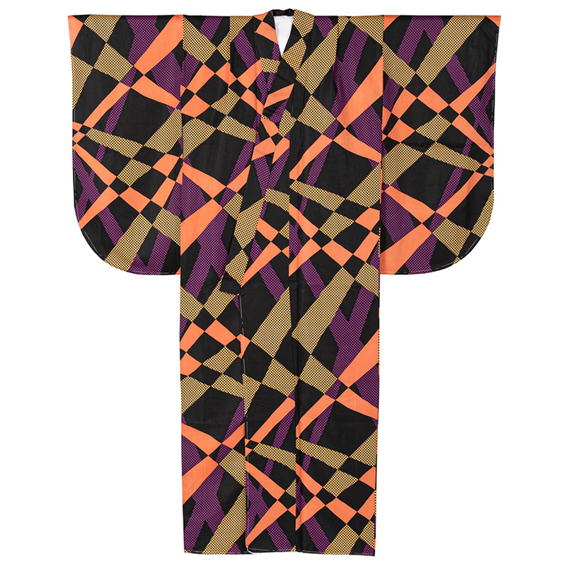 ジュニア女の子着物 黒 クロス 10-13才 襦袢付 中国製