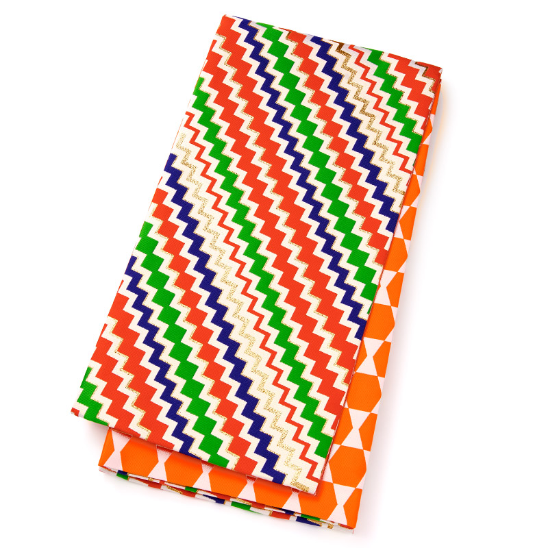 袋帯 ポリ カラフル山道紋 芯なし