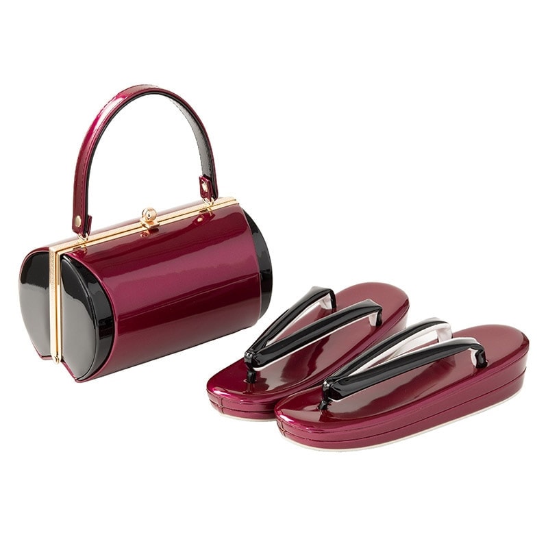 黒の厚底草履LLとファー付きバッグセット 黒の厚底草履LLとファー付きバッグセット 黒の厚底草履LLと